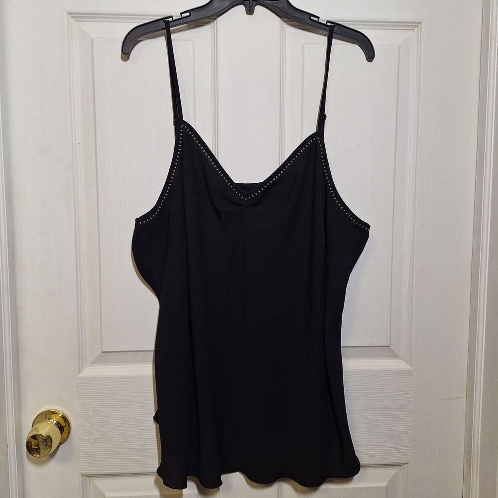 Venezia Jeans Black V Neck Tank Top Spaghetti Straps Minimalist Chic Size 26/28